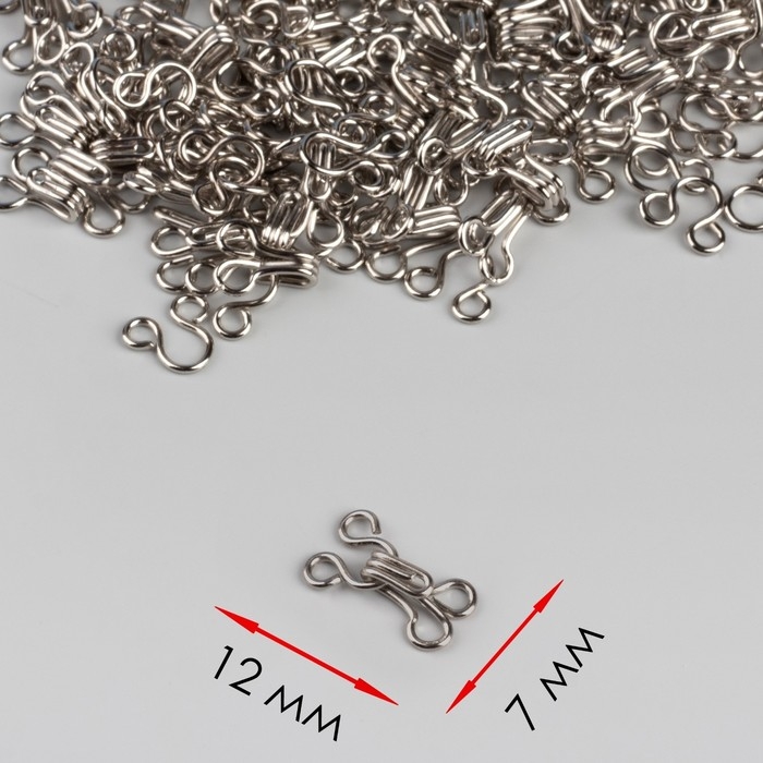 Крючок пришивной №1, 12 × 7 мм, 100 шт, цвет серебряный Крючок пришивной №1, 12 × 7 мм, 100 шт, цвет серебряный