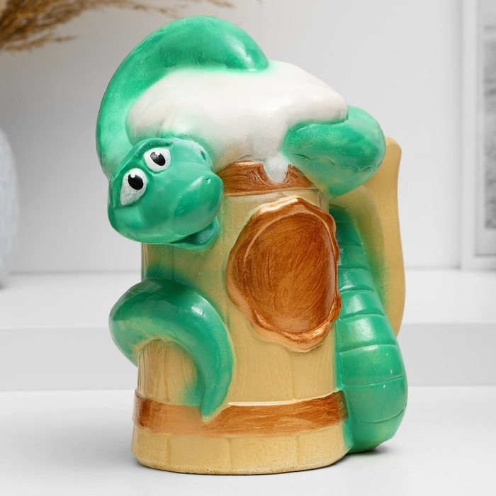 Копилка Копилка "Змея на кружке" зеленая, 25х20см