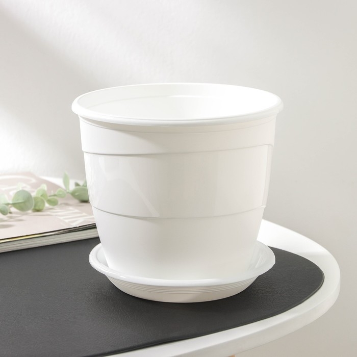 Горшок для цветов с поддоном «Венеция», 2 л, d=16 см, цвет белый Горшок для цветов с поддоном «Венеция», 2 л, d=16 см, цвет белый