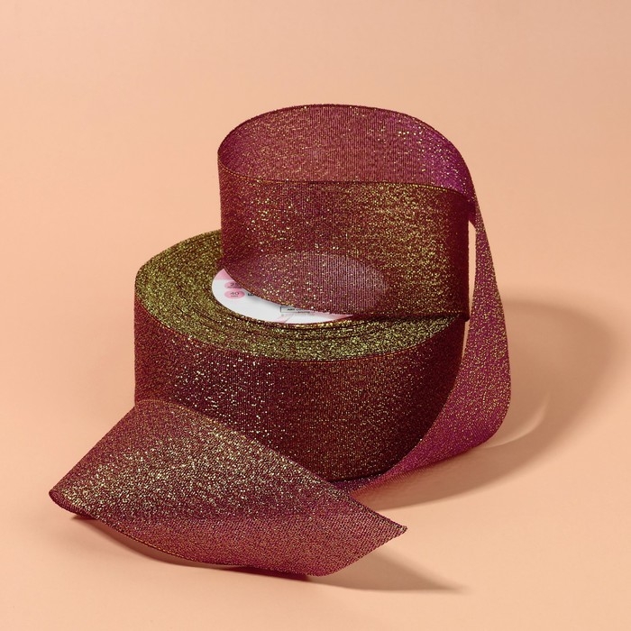 Лента парчовая, 40 мм, 23 ± 1 м, цвет сливовый №012 Лента парчовая, 40 мм, 23 ± 1 м, цвет сливовый №012