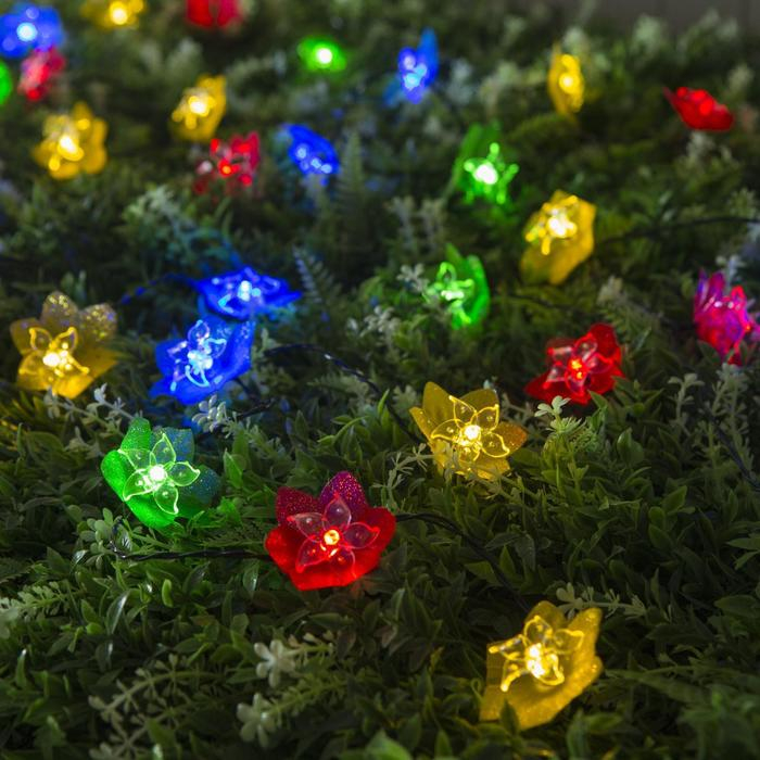 Гирлянда «Нить» 4.5 м с насадками «Лилии», тёмная нить, 30 LED, свечение белое, 2 режима, солнечная батарея Гирлянда «Нить» 4.5 м с насадками «Лилии», тёмная нить, 30 LED, свечение белое, 2 режима, солнечная батарея