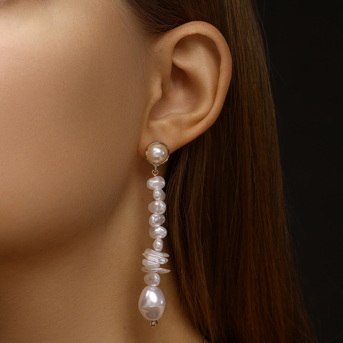 Серьги с жемчугом «Бусина» вершина, цвет золото Серьги с жемчугом «Бусина» вершина, цвет золото