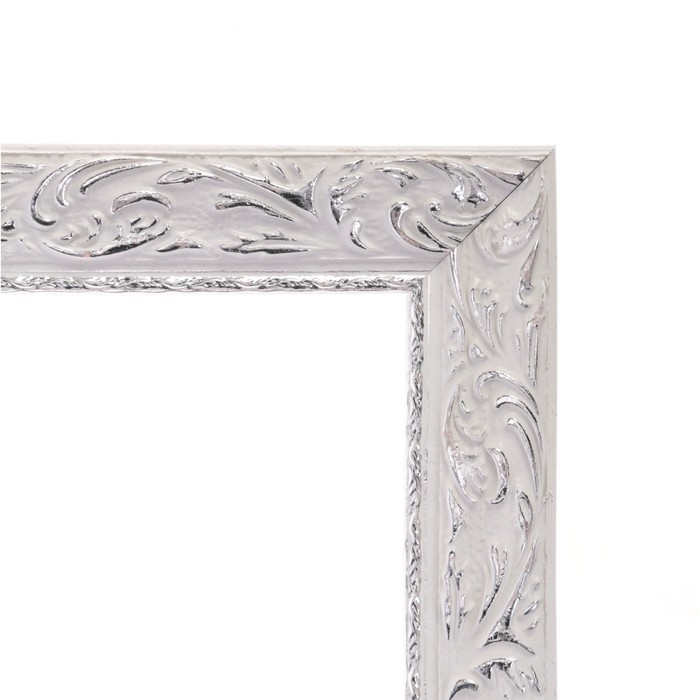 Рама для картин (зеркал) 60 х 120 х 4 см, дерево  Рама для картин (зеркал) 60 х 120 х 4 см, дерево "Версаль", бело-серебристая