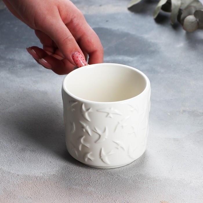 Кружка керамическая «Ласточки» белая, 260 мл, цвет белый Кружка керамическая «Ласточки» белая, 260 мл, цвет белый