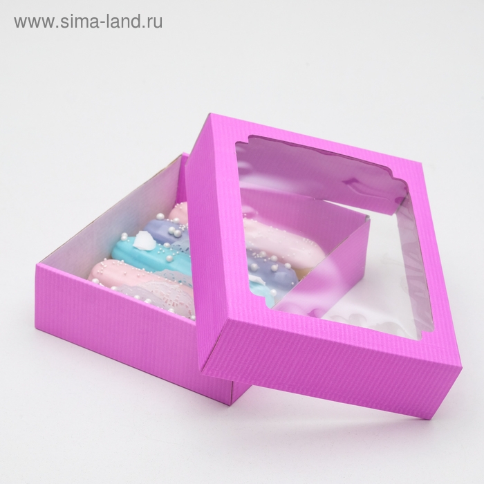 Коробка с окном, сиреневая, 18 х 15 х 5 см Коробка с окном, сиреневая, 18 х 15 х 5 см