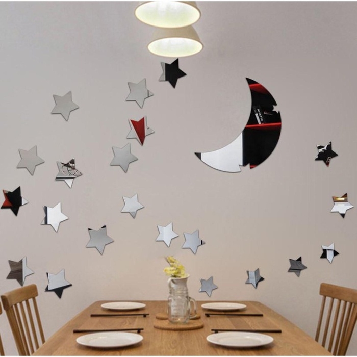 Наклейки интерьерные Наклейки интерьерные "Ночь", зеркальные, декор на стену, панно 60х80 см, 22 элемента