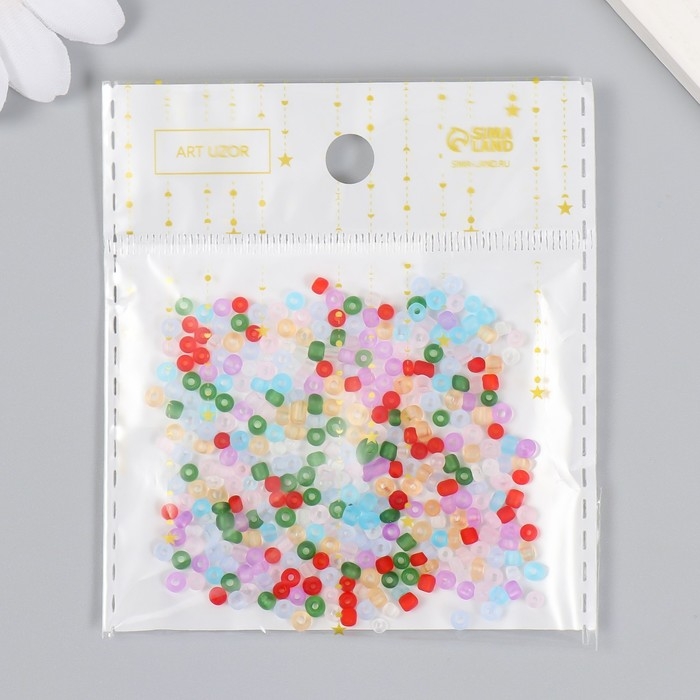 Бисер стекло 8/0  Бисер стекло 8/0 "Матовый полупрозрачный. Меланж ассорти" 10 гр