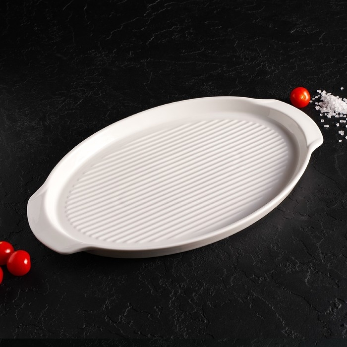 Блюдо фарфоровое для запекания Magistro «Бланш», 33×21×2,5 см, цвет белый Блюдо фарфоровое для запекания Magistro «Бланш», 33×21×2,5 см, цвет белый