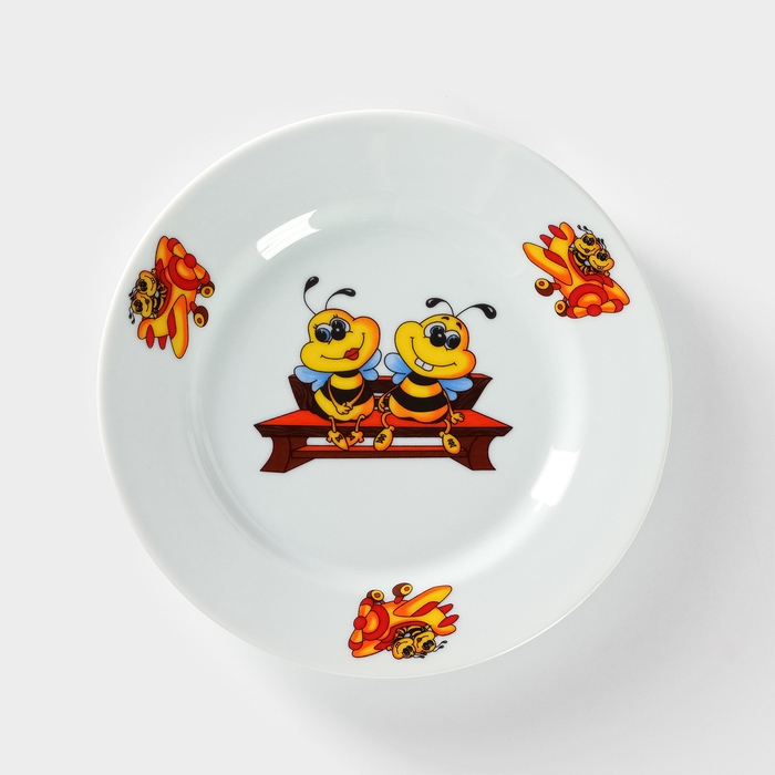 Тарелка «Пчёлы», d=20 см, цвет белый Тарелка «Пчёлы», d=20 см, цвет белый