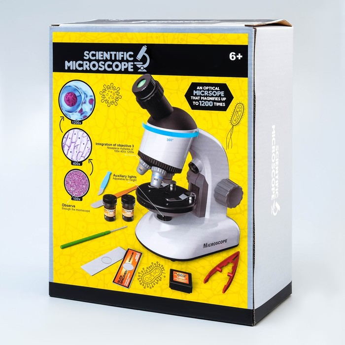 Микроскоп Микроскоп "Юный ученый" кратность до х1200, белый, подсветка