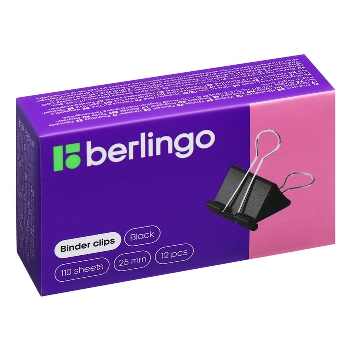 Зажимы для бумаг 25 мм, 12 штук, чёрные Зажимы для бумаг 25 мм, 12 штук, чёрные