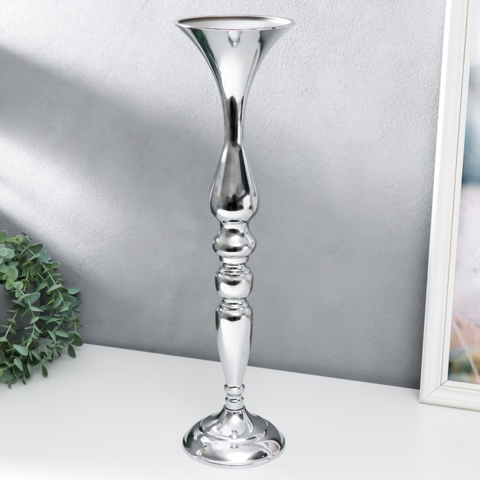 Подсвечник металл на 1 свечу Подсвечник металл на 1 свечу "Изящный" серебристый 50х13х13 см