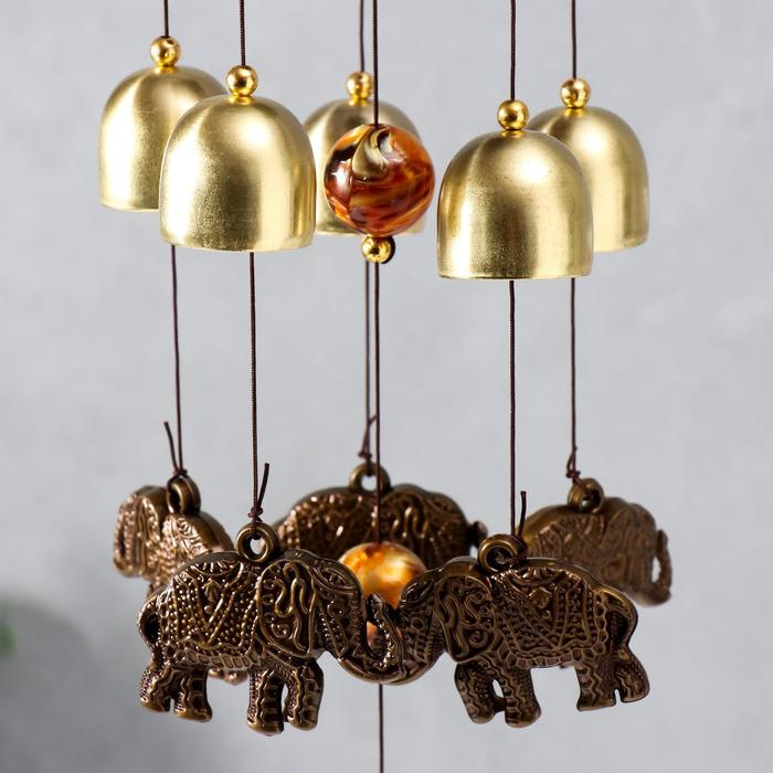 Музыка ветра металл, пластик Музыка ветра металл, пластик "Слон" 5 колокольчиков 42 см