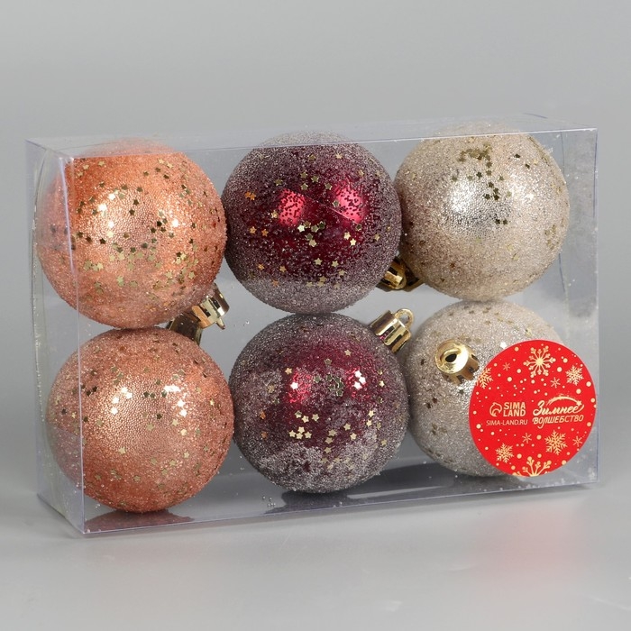 Набор шаров пластик d-6 см, 6 шт Набор шаров пластик d-6 см, 6 шт "Мэдисон" микс