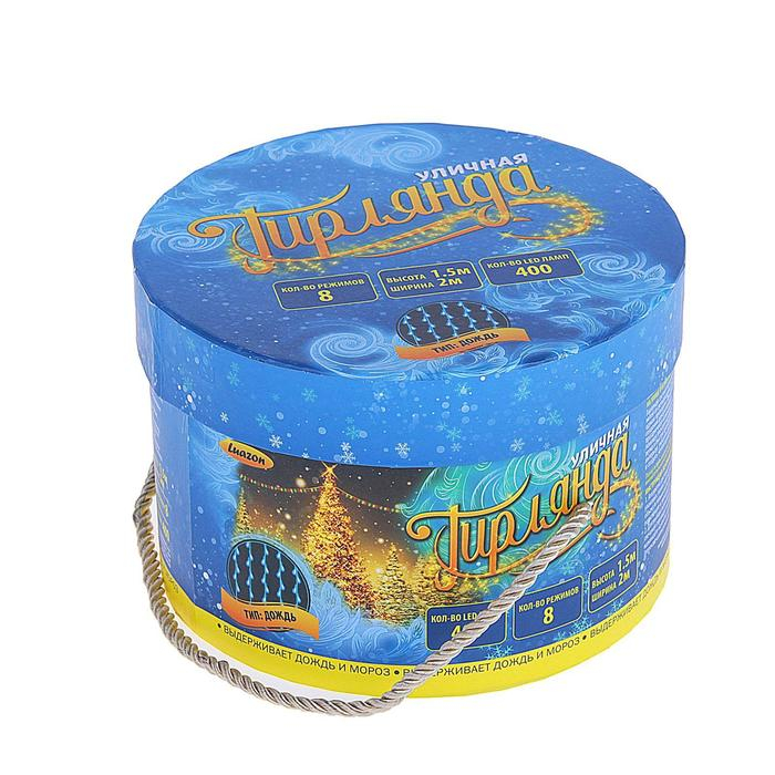 Гирлянда «Водопад» 2 × 1.5 м, IP44, прозрачная нить, 400 LED, свечение мульти, 8 режимов, 220 В