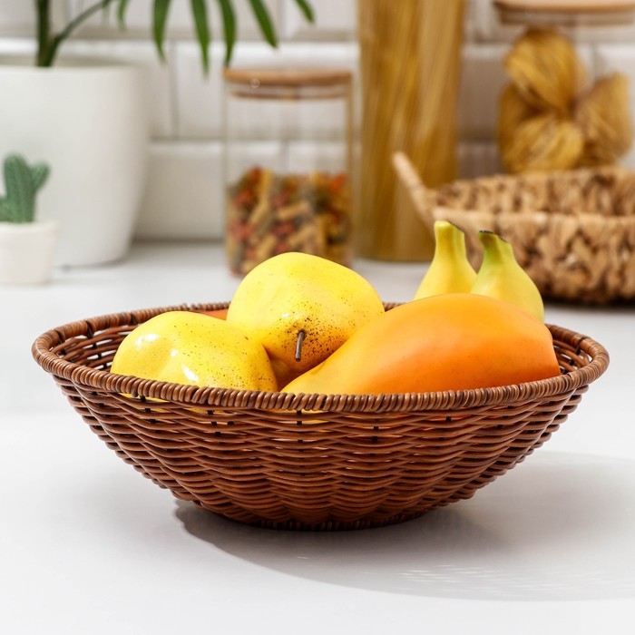 Корзинка для подачи Доляна «Огайо», d=27 см, круглая, цвет коричневый