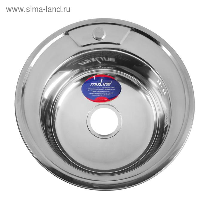 Мойка кухонная MIXLINE 528182, врезная, толщина 0.6 мм, 49х49х17 см, вып. 3 1/2 Мойка кухонная MIXLINE 528182, врезная, толщина 0.6 мм, 49х49х17 см, вып. 3 1/2", с сифоном