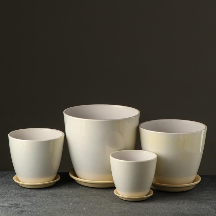 Набор горшков Набор горшков "Глянец бутон" жемчуг, 4 предмета 1 / 2 / 3,8 / 5,4 л