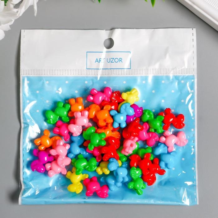 Бусины для творчества пластик Бусины для творчества пластик "Яркие лошадки" набор 60 шт 1,5х1,5х0,6 см