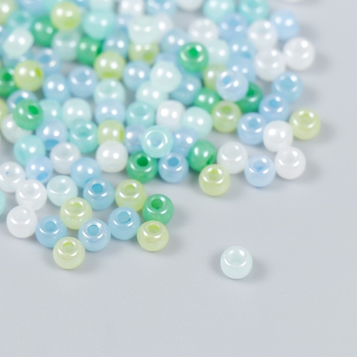Бисер стекло 6/0 Бисер стекло 6/0 "Зелёно-голубой меланж" 10 гр