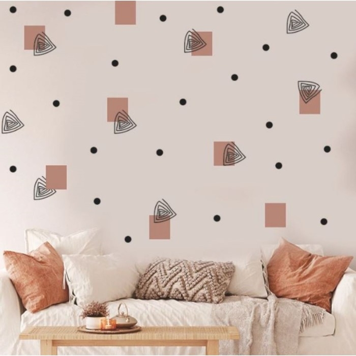 Наклейка пластик интерьерная цветная Наклейка пластик интерьерная цветная "Геометрия: точки и квадраты" 30х90 см