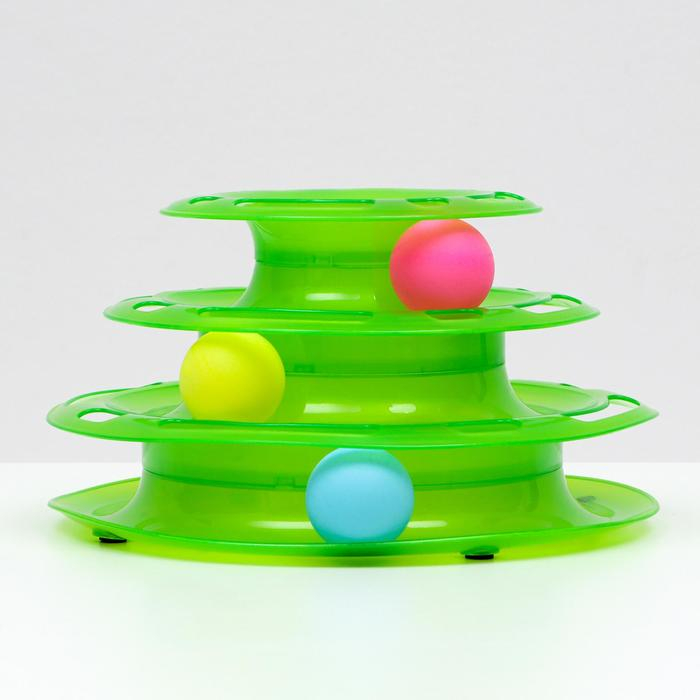 Игровой комплекс  Игровой комплекс "Пижон" для кошек с 3 шариками, 24,5 х 24,5 х 13 см, зелёный