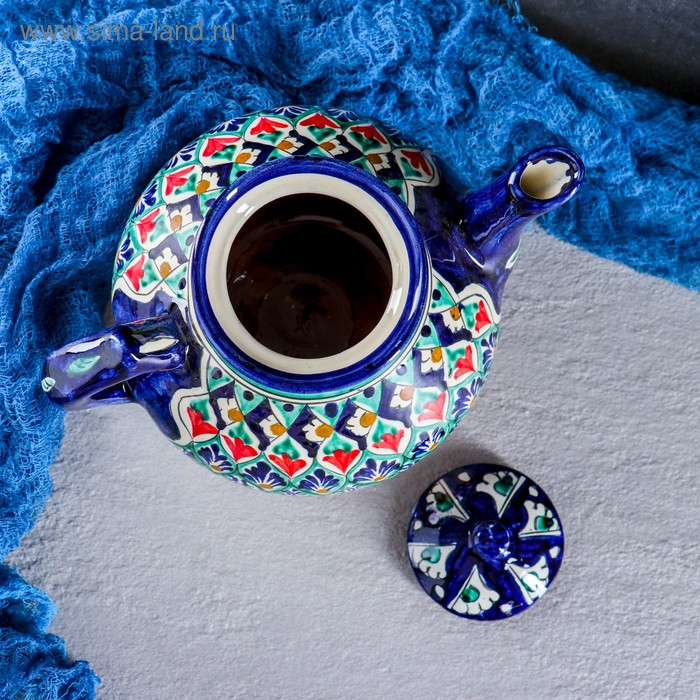 Чайник Риштанская Керамика Чайник Риштанская Керамика "Узоры", 1600 мл, синий микс