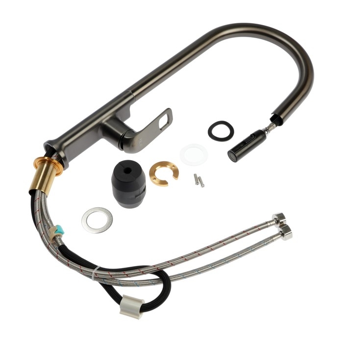 Смеситель для кухни ZEIN Z3785, однорычажный, вытяжной излив, аэратор 2 режима, графит Смеситель для кухни ZEIN Z3785, однорычажный, вытяжной излив, аэратор 2 режима, графит