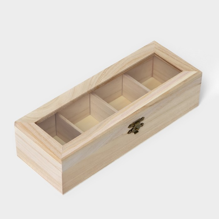 Ящик для хранения чайных пакетиков Доляна «Ахмадабад», 4 ячейки, 25×9,5×6,5 см Ящик для хранения чайных пакетиков Доляна «Ахмадабад», 4 ячейки, 25×9,5×6,5 см