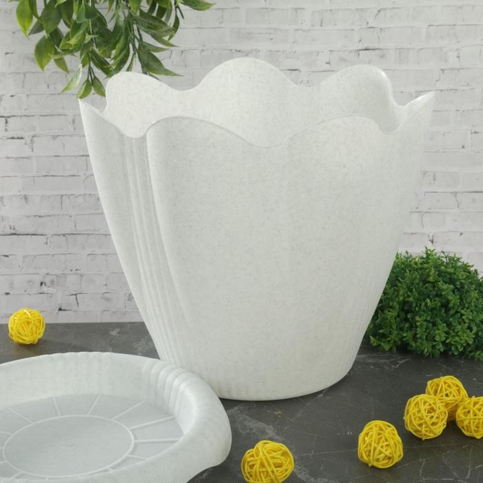 Горшок с поддоном «Эдельвейс», 5,3 л, цвет мраморный Горшок с поддоном «Эдельвейс», 5,3 л, цвет мраморный