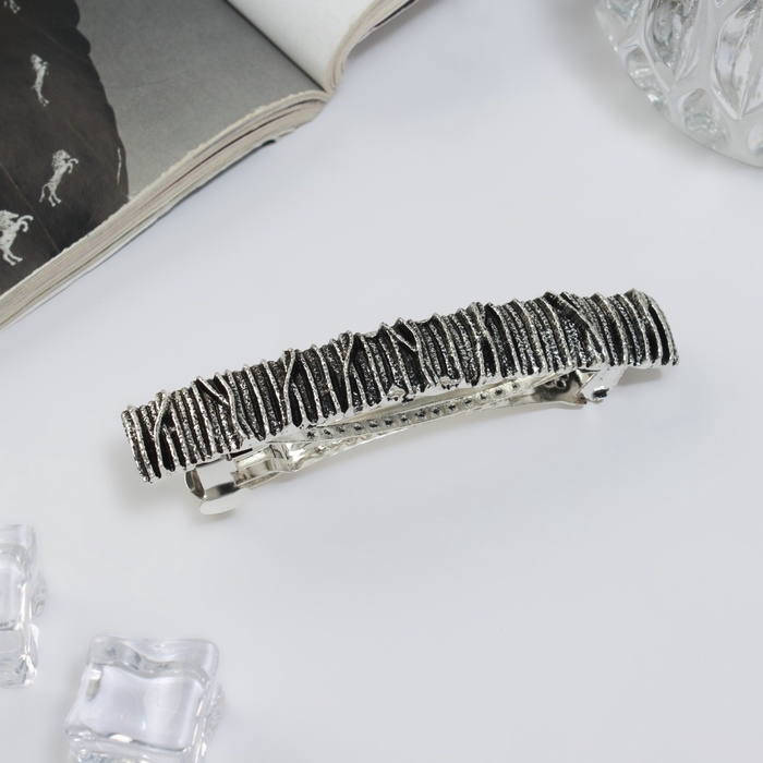 Заколка-автомат Заколка-автомат "Сэнди" прямой, 8,5 см, серебро