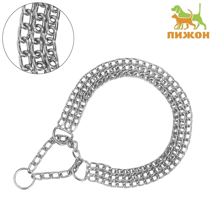 Ошейник - полуудавка металлический трехрядный, 60 см, толщина проволоки 2,5 мм Ошейник - полуудавка металлический трехрядный, 60 см, толщина проволоки 2,5 мм