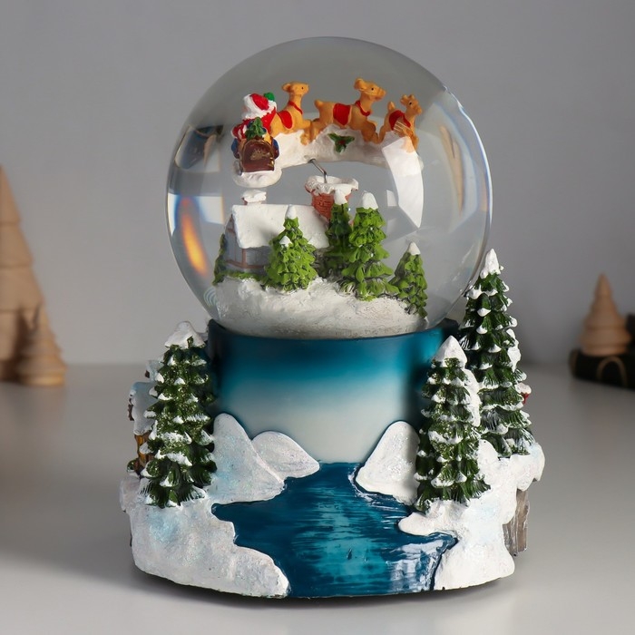 Сувенир полистоун водяной шар музыка, свет Сувенир полистоун водяной шар музыка, свет "Полёт Мороза" крутится d=12 см 16х15,5х19,5 см 1033444