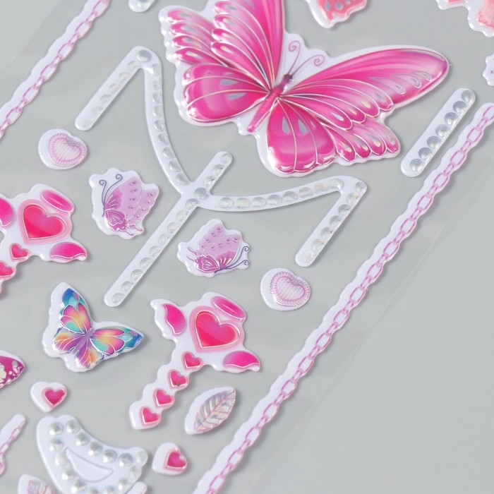Наклейка пластик Наклейка пластик "Бабочки и бусы" МИКС 26,4х10,4 см