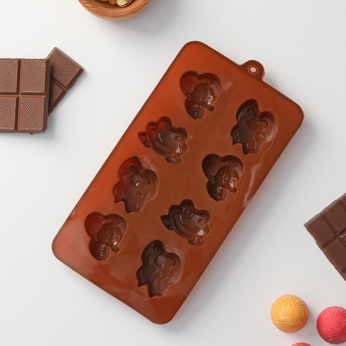 Форма для шоколада Доляна «Насекомые», силикон, 22×11,5×2 см, 8 ячеек, цвет коричневый Форма для шоколада Доляна «Насекомые», силикон, 22×11,5×2 см, 8 ячеек, цвет коричневый