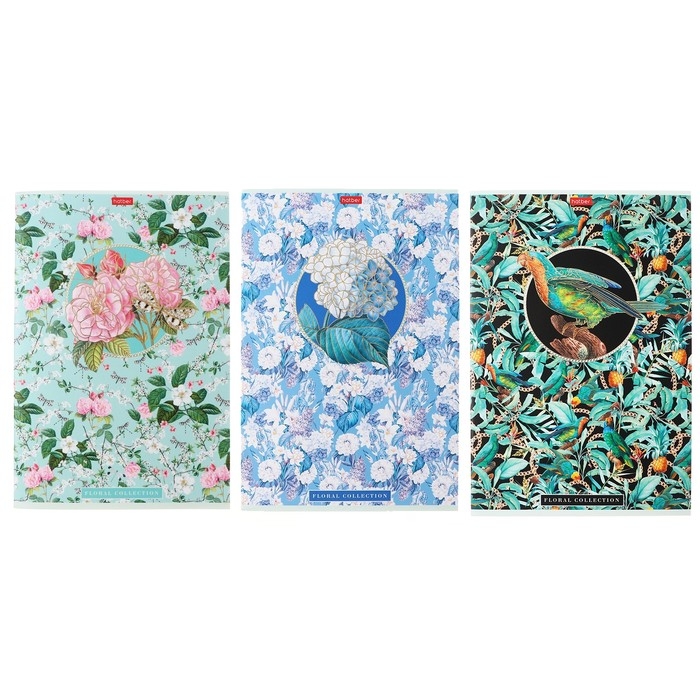 Тетрадь А4, 96 листов в клетку, Floral collection, обложка мелованный картон, матовая ламинация, 3D фольга, блок офсет 65г/м2, МИКС Тетрадь А4, 96 листов в клетку, Floral collection, обложка мелованный картон, матовая ламинация, 3D фольга, блок офсет 65г/м2, МИКС