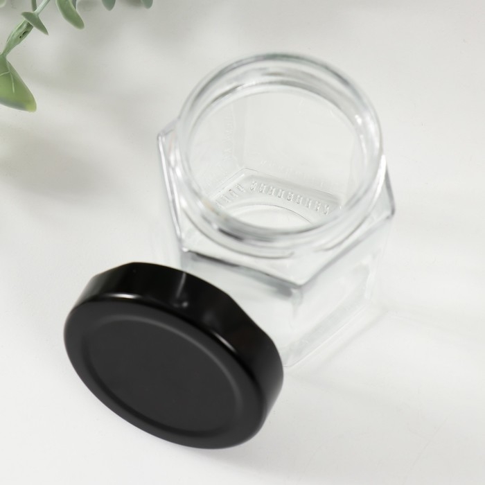 Банка для свечей стекло с крышкой Банка для свечей стекло с крышкой "Шестигранник" прозрачная 150 мл 5,8х5,8х9 см