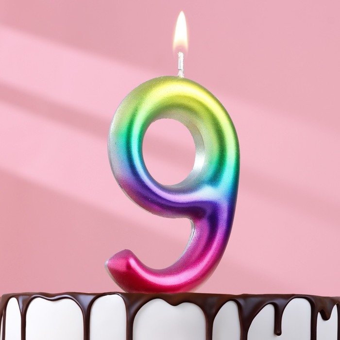 Свеча в торт  Свеча в торт "Акварель", цифра 9, 9 см, ГИГАНТ