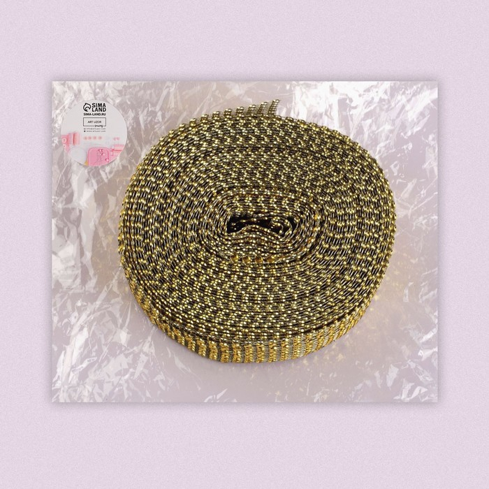 Лента с имитацией страз, 6 см, 9 ± 1 м, цвет золотой Лента с имитацией страз, 6 см, 9 ± 1 м, цвет золотой