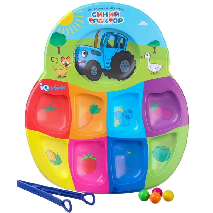 Сортер на 8 цветов «Синий трактор: Весёлые бусинки», с пинцетом, по методике Монтессори Сортер на 8 цветов «Синий трактор: Весёлые бусинки», с пинцетом, по методике Монтессори