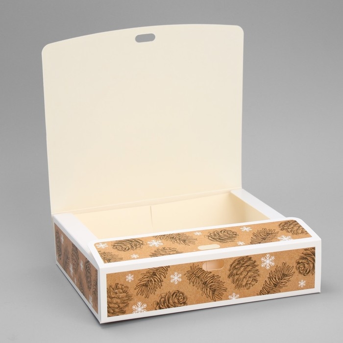 Коробка подарочная новогодняя складная «С Новым годом», крафт, 20 х 18 х 5 см, БЕЗ ЛЕНТЫ, Новый год Коробка подарочная новогодняя складная «С Новым годом», крафт, 20 х 18 х 5 см, БЕЗ ЛЕНТЫ, Новый год