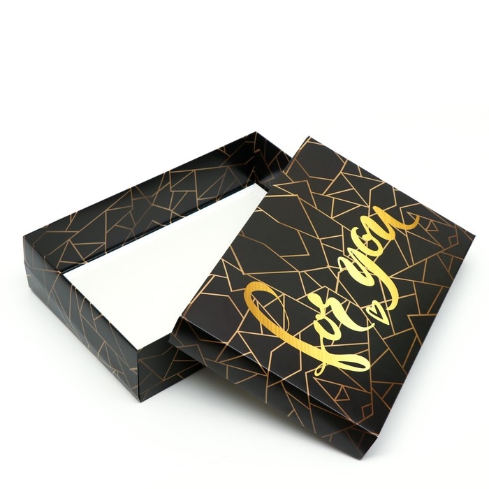 Коробка подарочная, крышка-дно, сборная Коробка подарочная, крышка-дно, сборная "Осколки", черно-белые 30 х 20 х 7 см