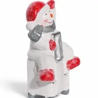 Фигура светодиодная &laquo;Снеговики с чемоданами&raquo; 5.5&times;8.7&times;15 см, керамика, МИКС