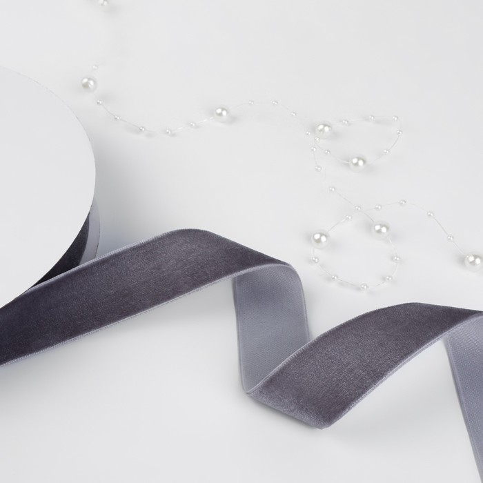 Лента бархатная, 25 мм, 18 ± 1 м, цвет серый №184 Лента бархатная, 25 мм, 18 ± 1 м, цвет серый №184