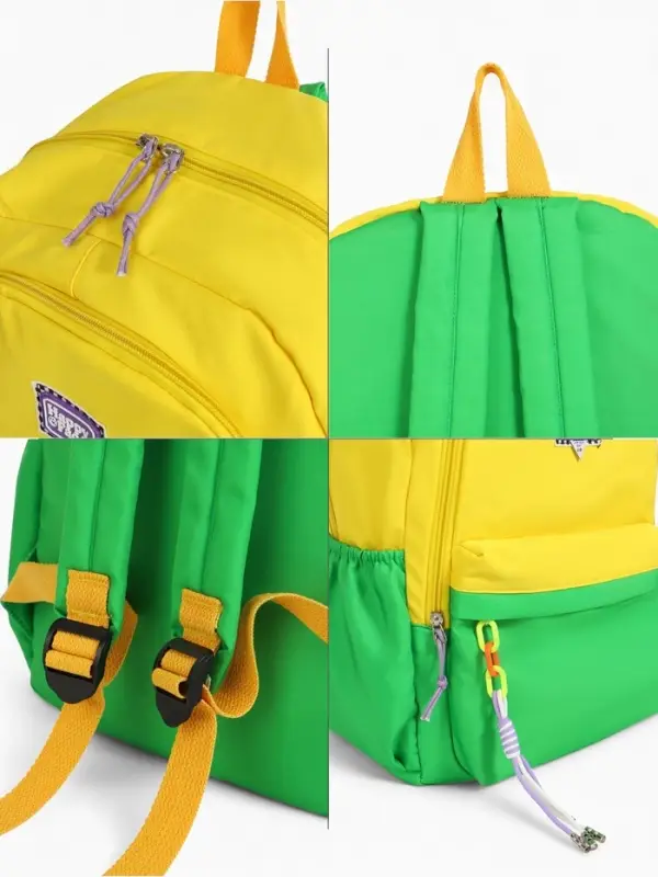 Рюкзак молодёжный на молнии, с карманами, двухцветный, 31&times;15&times;46 см, жёлтый