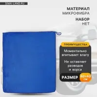 Тряпка для мытья автомобиля, Grand Caratt, микрофибра, 350 г/м&sup2;, 40&times;40 см синий