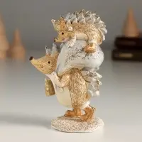 Фигурка полистоун &laquo;Ёжики с золотым новогодним мешком&raquo;, 7&times;4.5&times;11 см