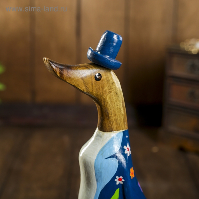 Сувенир Сувенир "Утка в синем летнем костюме" дерево 13х9х27 см
