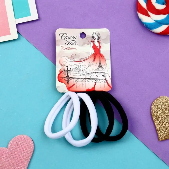 Резинка для волос Резинка для волос "Марлен" (набор 4 шт) мираж, 4 см, белый чёрный