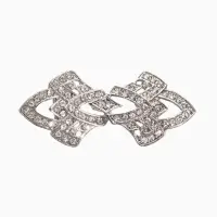 Зажим для кардигана "Ажур", винтажные пики, цвет белый в серебре Зажим для кардигана "Ажур", винтажные пики, цвет белый в серебре